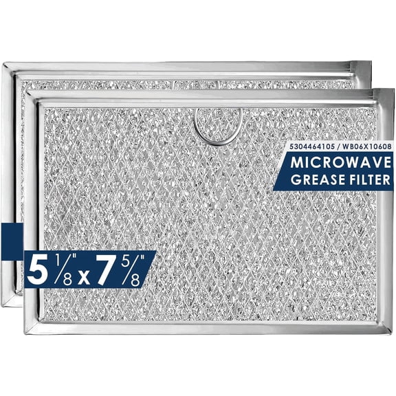 Microwave Filter Replacement 5.12" x 7.64" for Frigidaire 5304464105 WB06X10608 Aluminum Mesh Screen GE Over the Range Under Grease 2-Pack