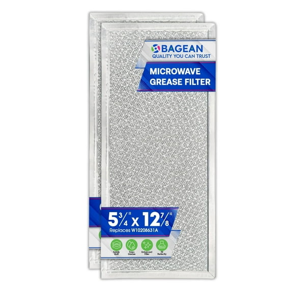 Microwave Filter Replacement 5.78" x 12.91" Fits W10208631A Whirlpool Microwave Filter - Aluminum Mesh Screen Grease Filter - Freshens and Filters Kitchen Air in Over the Range Oven Vent Fan (2-Pack)
