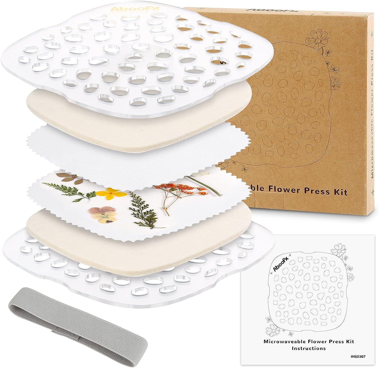 Microwave Flower Press, Quickly Flower Pressing Kit, 6.3 x 6.3 inch