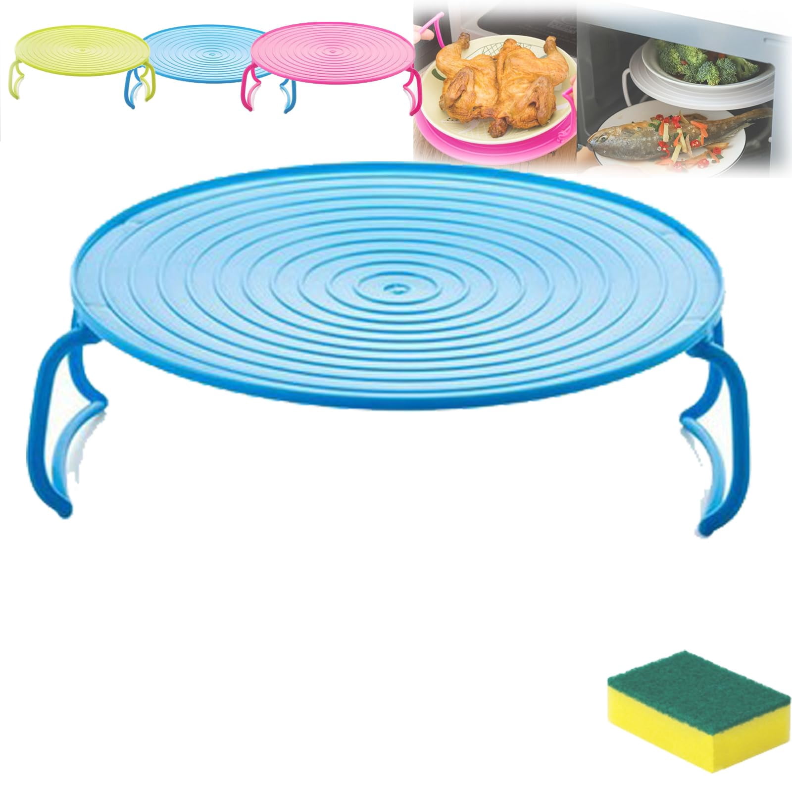Microwave Folding Tray, 2 Tier Stacking Rack for Kitchen, Foldable ...
