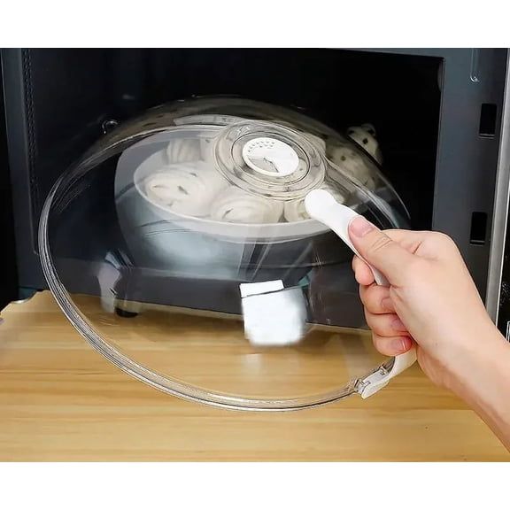 Microwave Food Splash Guard High Temperature Resistant Food Heating Cover with Steam Vent and Handle Transparent Plate Cover