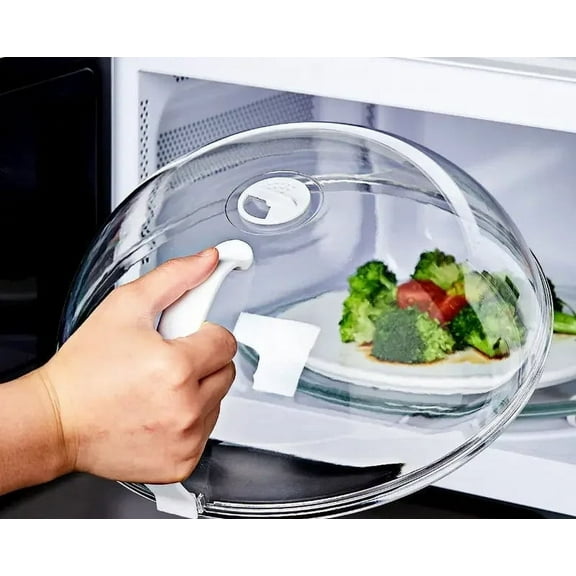 Microwave Food Splash Guard High Temperature Resistant Food Heating Cover with Steam Vent and Handle Transparent Plate Cover