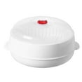 thumbnail image 1 of White Plastic Microwave Steamer for Home Use with Ventilation Holes and Heat Insulated Handle Ideal for Dumplings and Fish 1.5 L, 1 of 7