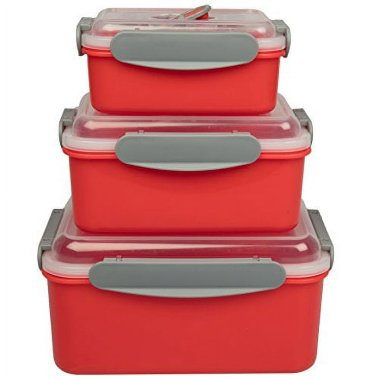 Microwave Food Storage Containers- Set of 3 Nesting Microwave Cookware Meal  Prep Containers w Locking Steam Vent Lids- BPA Free, Fridge and Freezer  Safe 