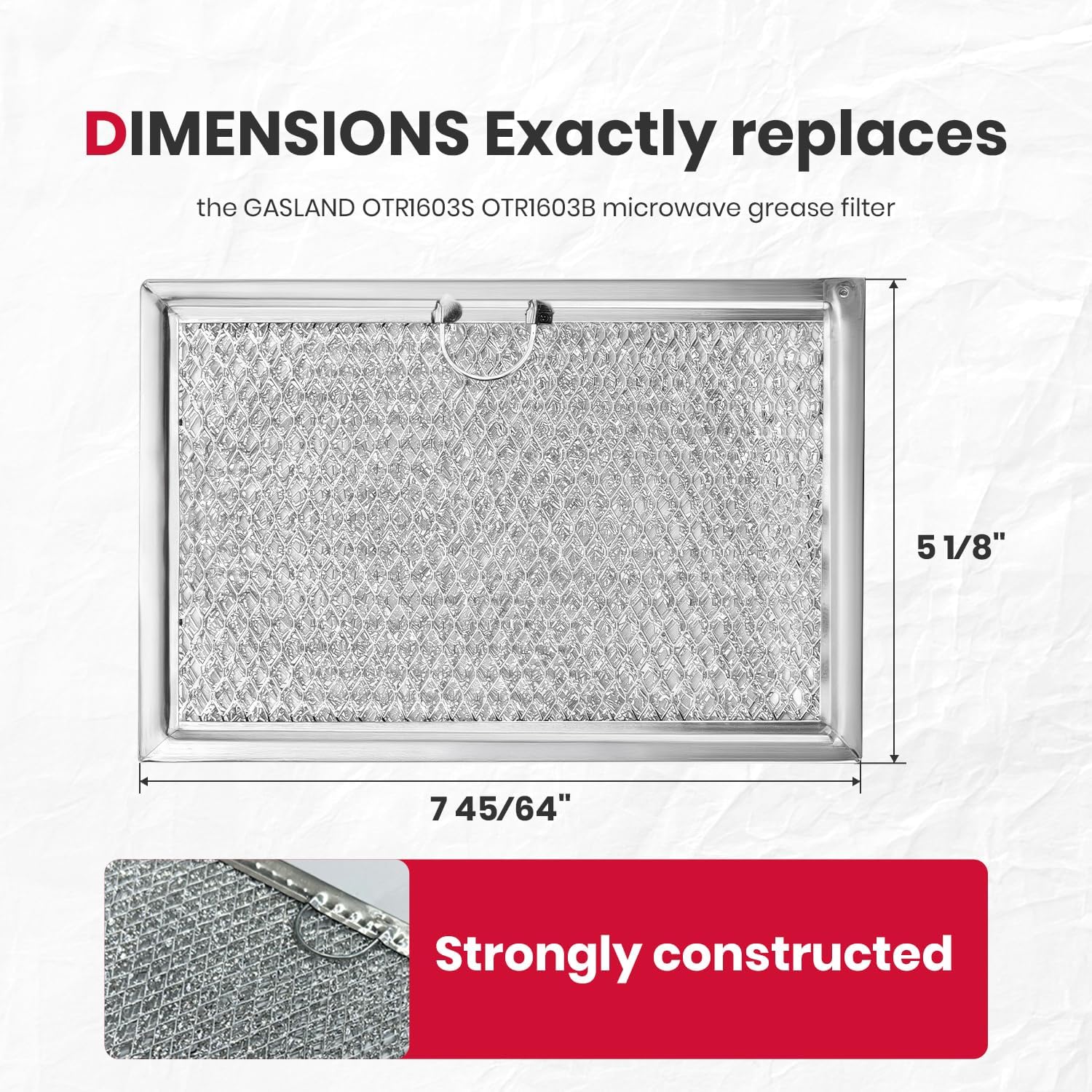Microwave Grease Filter Replacement 7.7x5.12 for  OTR1603S OTR1603B, Thermomate OTR773W OTR773S OTR773B, 2-Pack
