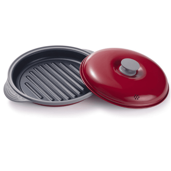 Microwave Grill Pan | Microwave Griller, Griddle & Crisper Pan with Lid for Grilling, Browning, and Crisping Foods Microwave Cookware for Grill Meat, Sandwich & Vegetable inside a Microwave