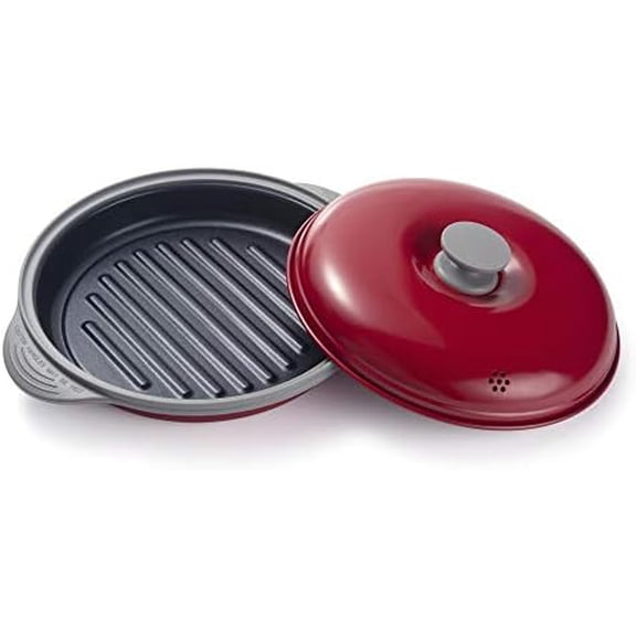 Microwave Grill Pan | Microwave Griller, Griddle & Crisper Pan with Lid for Grilling, Browning, and Crisping Foods Microwave Cookware for Grill Meat, Sandwich & Vegetable inside a Microwave