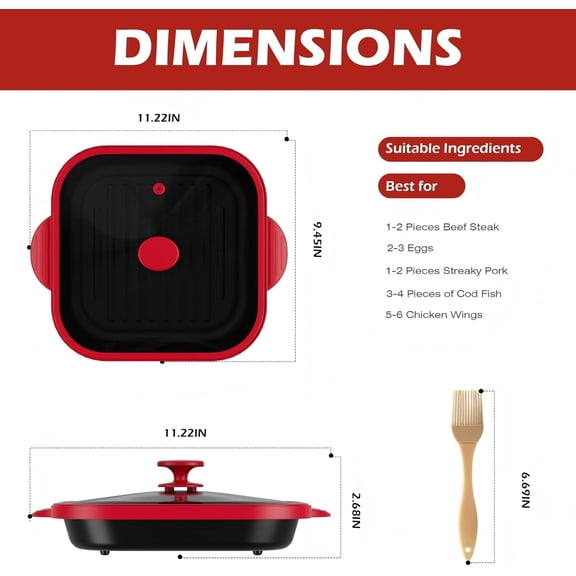 Microwave Grill Pan with Cover - Bacon Cooker, Crisper & Grilled Cheese Maker, Microwave Cookware,Dishwasher Safe for Easy Clean,Stocking Stuffer