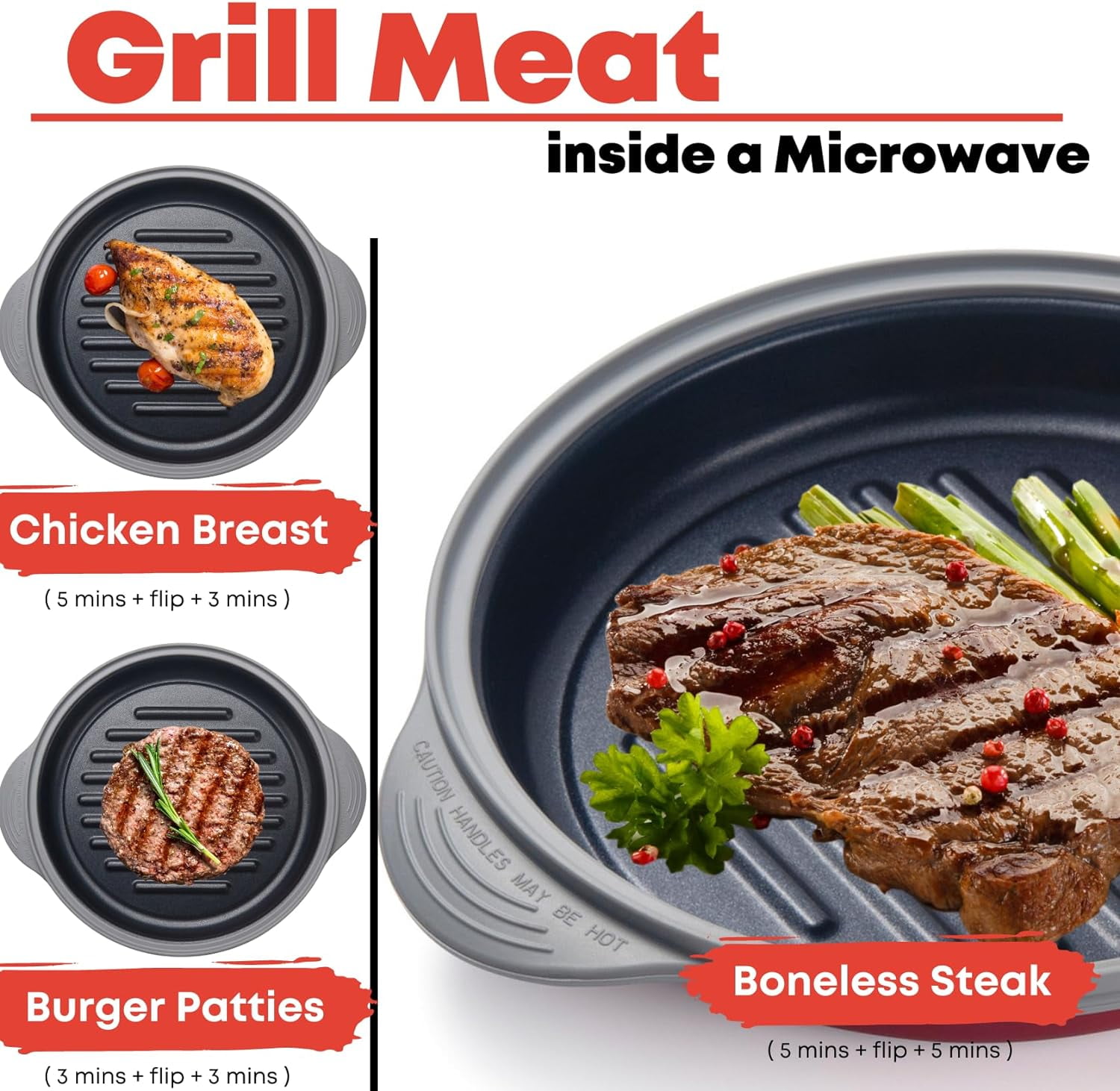 Microwave Grill Pan with Lid | Griddle & Crisper Cookware for Grilling, Browning & Crisping Foods