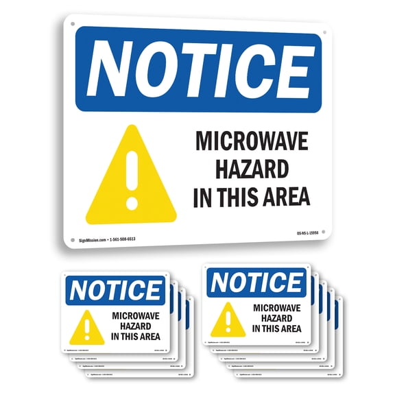 Microwave Hazard In This Area OSHA Notice Aluminum Sign 10 Inch x 7 Inch - 10 Pack