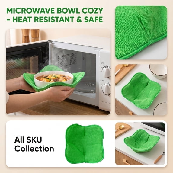 Microwave Heat Bowl Cover 7.48x3.54 Inches Reheating Food Pot Holder Polyester Anti-Scald Oven Mitt with Non-Slip Grip for Kitchen Cooking and Barbecue Protection