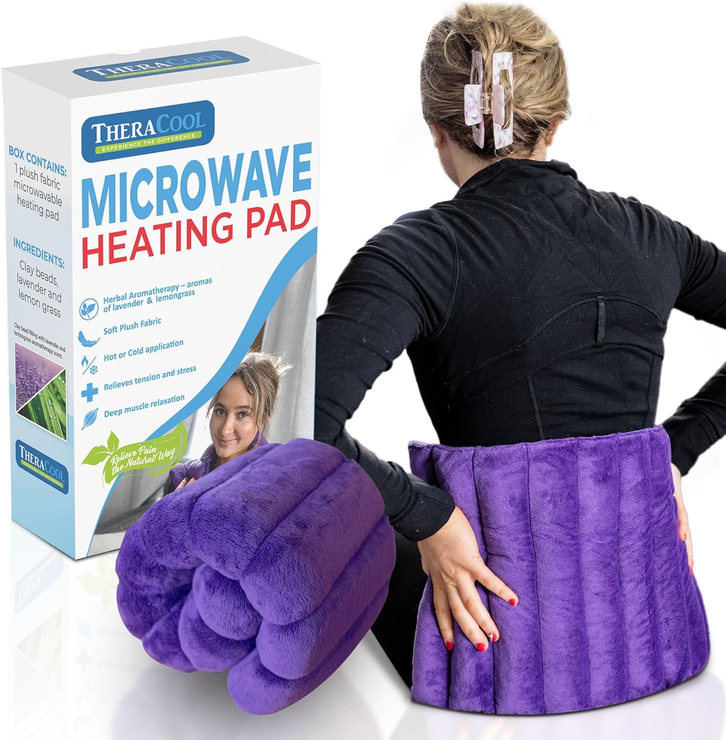 Microwave Heating Pad Microwavable Moist Heat Weighted Warm Compress Natural Lavender Wrap For