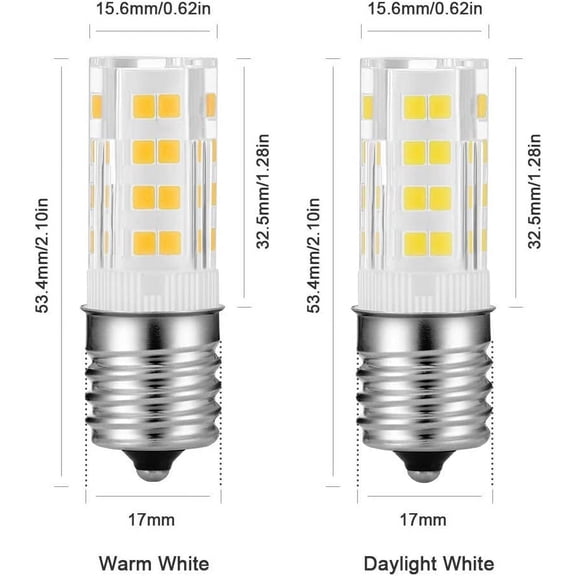 Microwave Lights Under Hood E17 Base Exact Fit for Whirlpool Microwave - Microwave LED Bulb Fits for Maytag Kenmore GE Amana Over The Range Hood Microwave Pack of 2 (3W, Warm White)