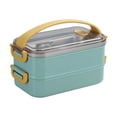 thumbnail image 1 of Microwave Lunch Box Japanese Wood Bento Box 2 Layer Container Storage New, 1 of 6