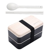 Microwave Lunch Box Japanese Wood Bento Box 2 Layer Container Storage New