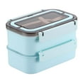 thumbnail image 1 of Microwave Lunch Box Japanese Wood Bento Box 2 Layer Container Storage New, 1 of 6
