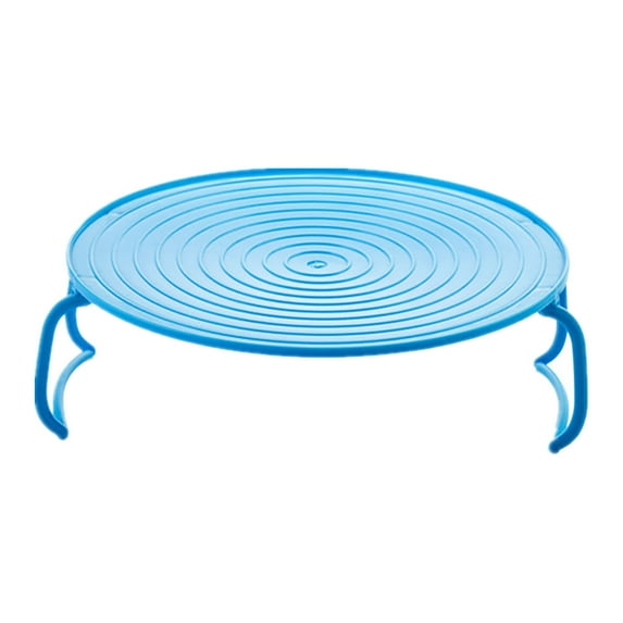 Microwave Multipurpose Tray Stand Rack Splatter Guard Carry Tray Stacking Shelf, Microwave Plate Stacker, Microwave Tray Rack, Oven Tray Rack, Steaming Rack with Legs, 1Pack(Blue,9.2x9.2x3.2")
