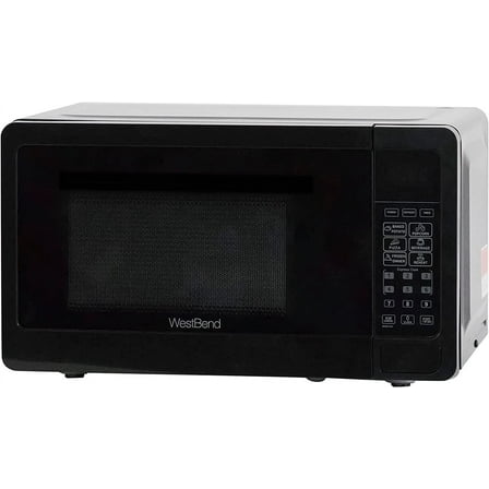 Microwave Oven 700W Compact with 6 Pre-Cook Settings, Fast Defrost, Electronic Control Panel and Glass Turntable, 0.7 Cubic Feet, Black