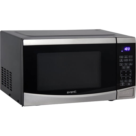 Microwave Oven 900-Watts Compact with 10 Power Levels and 6 Pre Cooking Settings, Speed Defrost, Electronic Control Panel and Glass Turntable, 0.9-Cu.Ft., Stainless Steel