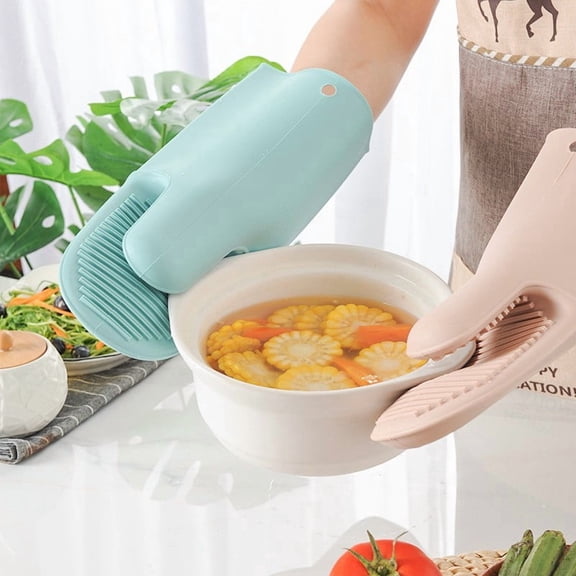 Microwave Oven Heat Resistant Gloves for Kitchen, Non Slip Silicone Cooking Mitts for High Temperature Food Handling and Baking