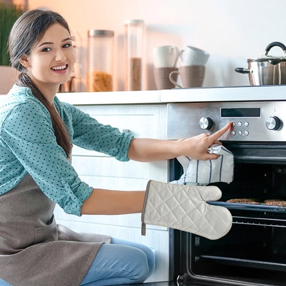 Microwave Oven Mitt Non Slip Heat Resistant Glove for Baking Grilling Cooking - Polyester Kitchen Oven Mitts with Hanging Loop - Heat Proof Protective Hand Glove for Kitchen Restaurant Home Baking