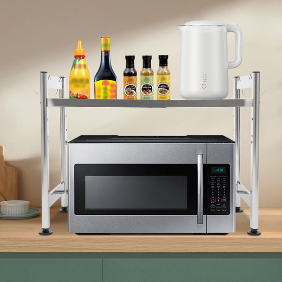 Microwave Oven Rack, Expandable Microwave Oven Stand, Adjustable Kitchen Counter 40-60*36*47 cm for Kitchen, Closet, Garage