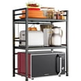 thumbnail image 1 of Microwave Oven Rack, Expandable Microwave Stand Countertop Kitchen Utensils Tableware Storage, Carbon Steel Over Microwave Shelf Countertop 3 Tier with 3 Hooks, 1 of 7