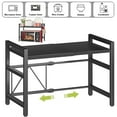 thumbnail image 1 of Microwave Oven Rack, Expandable Microwave Stand Countertop Kitchen Utensils Tableware Storage, Carbon Steel Over Microwave Shelf Countertop with 4 Hooks,Black, 1 of 10