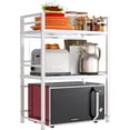 thumbnail image 1 of Microwave Oven Rack, Expandable Microwave Stand Countertop Kitchen Utensils Tableware Storage, Carbon Steel Over Microwave Shelf Countertop 3 Tier with 3 Hooks, 1 of 14