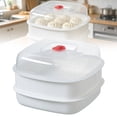 thumbnail image 1 of Microwave Oven Steamer Cookware, Stackable Microwave Vegetable Steamer with Lid, Heating Bowl for Kitchen Cooking Dish Lunch, B, 1 of 9