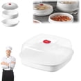 thumbnail image 1 of Microwave Oven Steamer, Round & Square Microwave Oven Steamer with transparent lid, Large Capacity Easy to Clean for Cooking Dumplings, Vegetable (Square single layer), 1 of 8