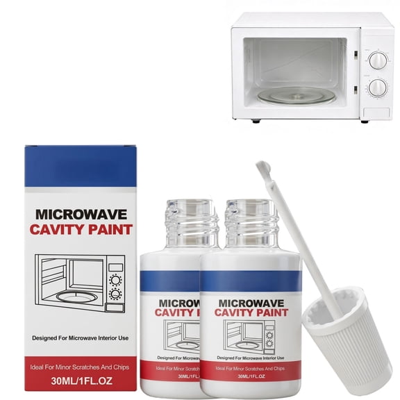 Microwave Paint for Inside Rust, 30ml White Cavity Repair Paint High Temperature Resistant with Built-in Brush(2 Pcs)