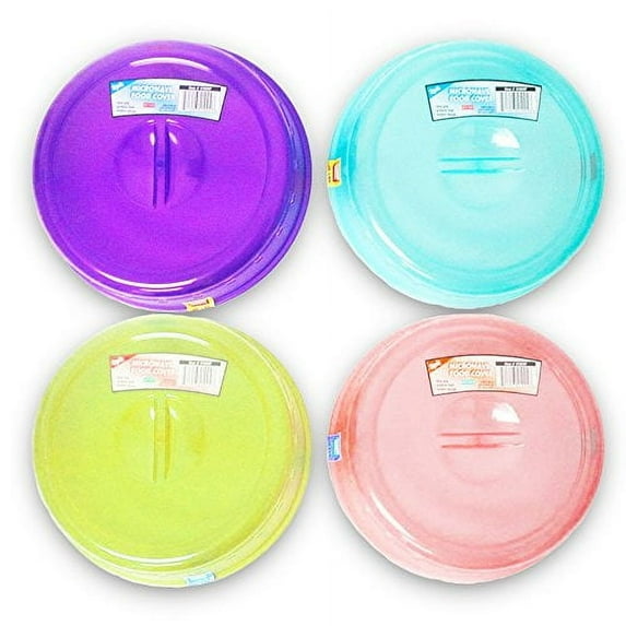Microwave Plate Cover Set -- Pack of 4 Premium Microwave Food Covers with Steam Vents (Assorted Colors, Splatter Guard)
