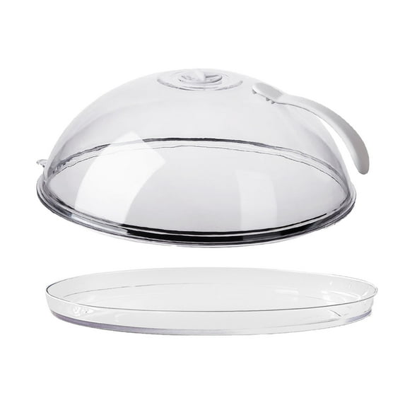 Microwave Plate Cover, Transparent Anti-Splatter Lid with Steam Vents & Handle, Oil Proof, Includes Base, Fits Most Plates, Easy to Clean