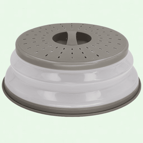 Microwave Plate and Dish Cover, Splatter Guard and Food Cover with Easy Grip and Food Strainer, BPA-Free and Microwave Safe, 10.5", Gray