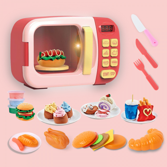 Microwave Playset 13 Pc Light & Sound Pretend Play Kitchen Toys Set