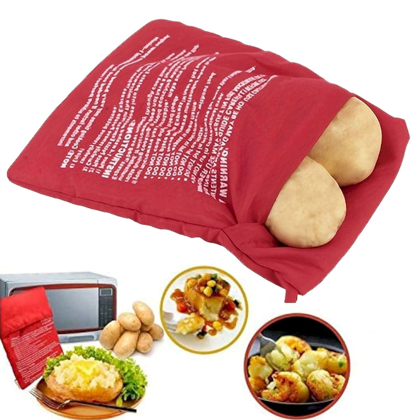 Microwave Potato Bag,Baked Potato Microwave Baking Bag,1-Pack Baked Potato Microwave Bag - Reusable Pouch and Potato Cooker for Perfect Potatoes in 4 Minutes - Quick & Easy Kitchen Gadget