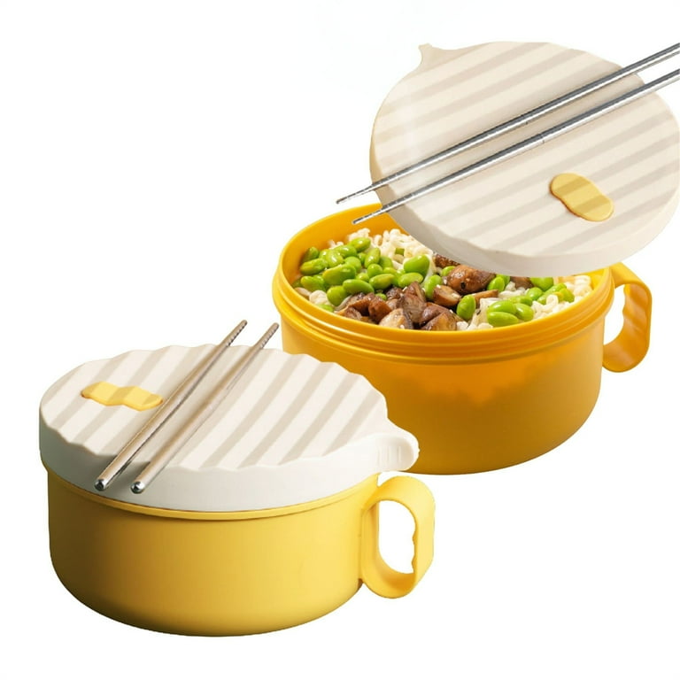 Microwave Ramen Cooker Ramen Bowl Set Noodle Bowl with Lid and Chopsticks BPA Free/Food Grade for Office College Dorm Room Instant Cooking Dishwasher