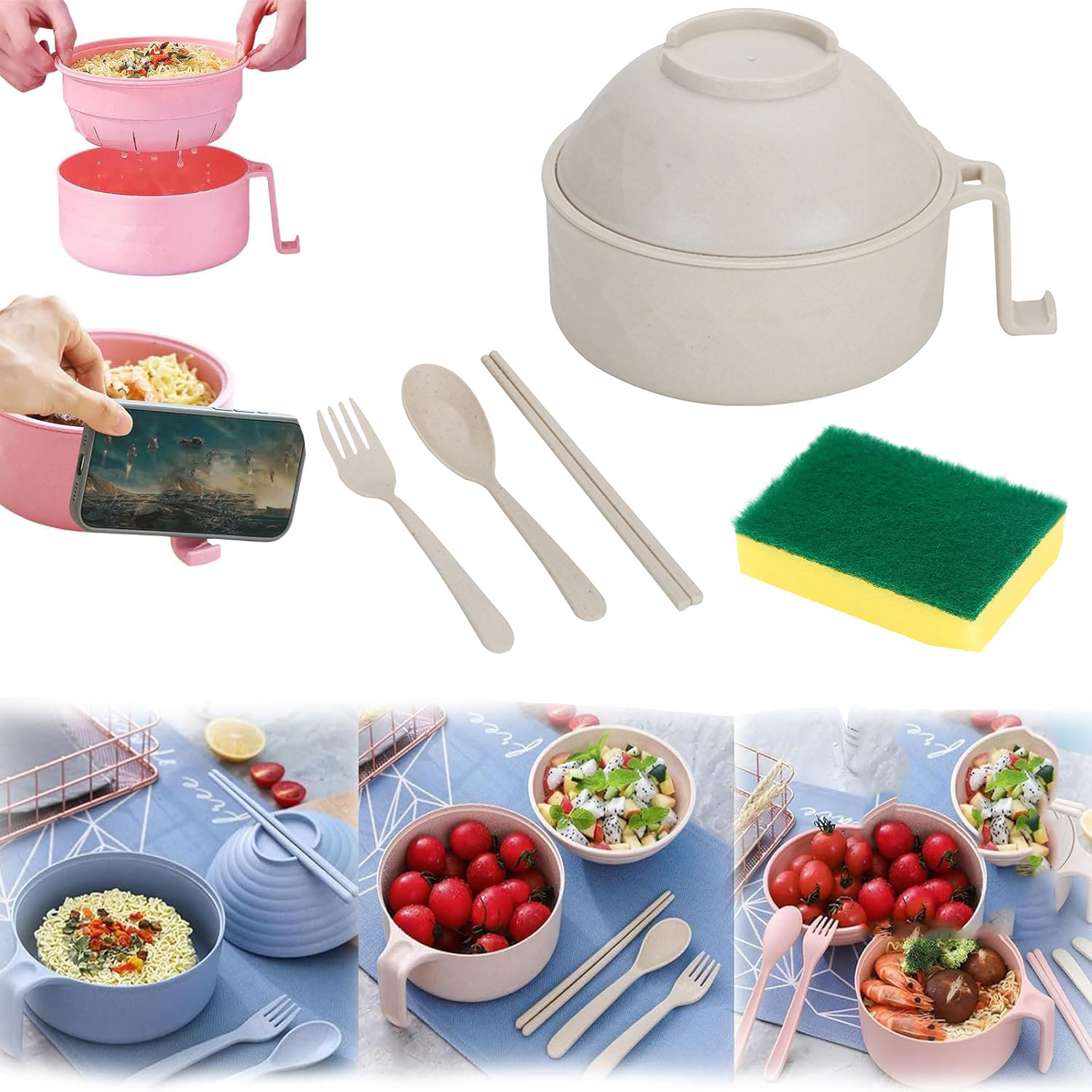 Microwave Ramen Cooker,Microwave Ramen Bowl with Lid,Microwave Ramen