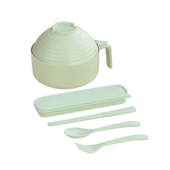 Microwave Ramen Noodle Cooker Bowl Set with Drain Colander & Lid - 3-Piece BPA-Free Straw Fiber Bowls for Instant Noodles, Soup, Pasta, Oats - Easy Grip Handles, Microwave & Boiling Water Safe