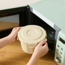 Microwave Rice Cooker Portable | Heat-Resistant Plastic | Beige 1.03lb | Steam Vent Lid | 6.6x4.3in