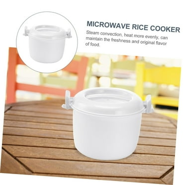 Microwave Rice Cooker - Versatile Food Storage Bowl with Lid, for Cooking Rice, Noodles, and Veggies, for Students and Busy Professionals White