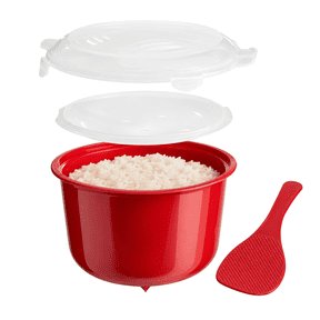 Microwave Rice Steamer Cooker 2.6L Red - Fast, Efficient, and Easy Rice Cooking Solution for Busy Families by Dependable Industries