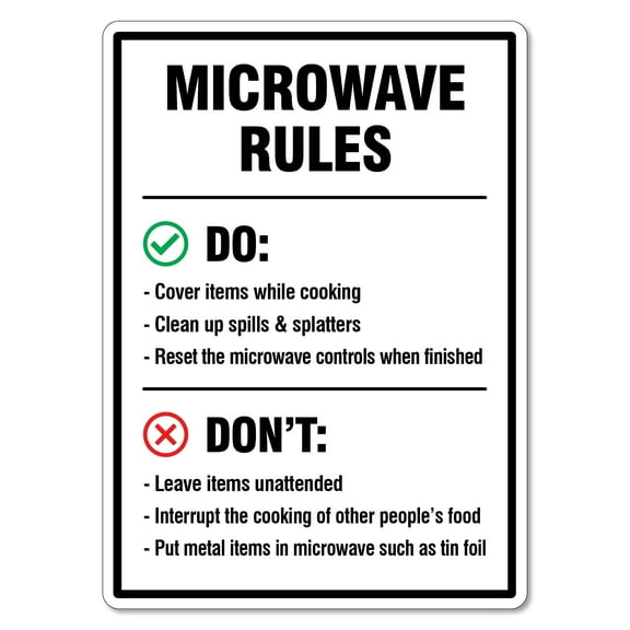 Microwave Rules Sign Hygiene Signs Kitchen Signs Metal Tin Sign Caution Danger Safety Security Warning Notice Signs Size: 12 x 16 inch