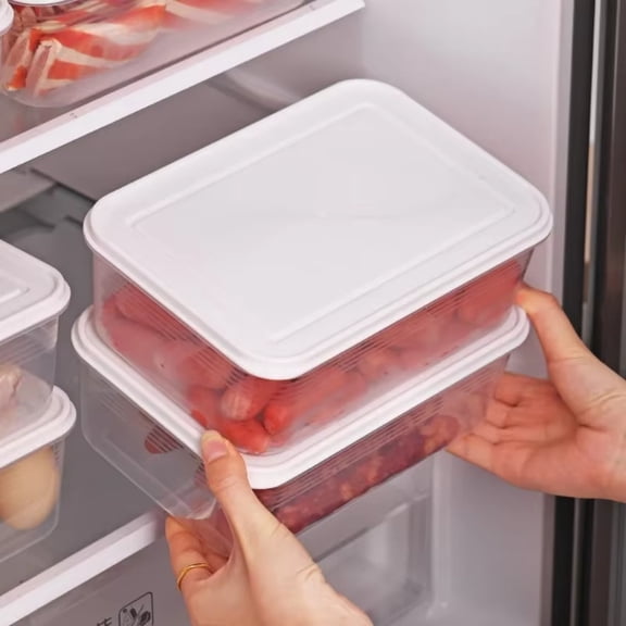 Microwave Safe Airtight Food Containers Freezer Meal Prep Box Organizer Large Capacity Refrigerator Meat Fresh Keeping Container Bin Liquid Holder,Clear