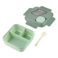 thumbnail image 1 of Microwave Safe Bento Lunch Box 6.89x6.89in with 3 Compartments & Sauce Cup - Leakproof Plastic Food Container for Office  Meals (Green)​, 1 of 6