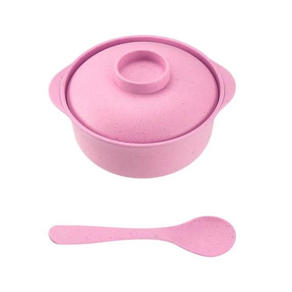 Microwave Safe Bowl with Lid, Microwave Ramen Bowl Set with Spoon, Wheat Straw BPA Free Microwave Bowl with Handle, Dishwasher Safe Stackable Soup Bowl for Kids Home Kitchen Daily Use