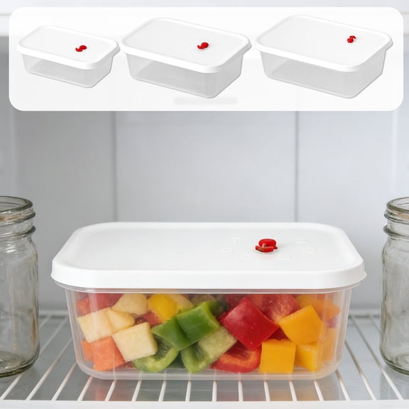 Microwave-Safe Clear Food Storage Box - Kitchen Refrigerator Organizer for Vegetables/Fruits, Durable Container for Meal Prep & Food Storage, Essential Home Kitchen Accessory, 6*4*2in, White