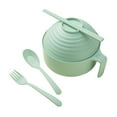 thumbnail image 1 of Microwave-Safe Instant Noodle Bowl Set with Lid, Chopsticks, Spoon, Fork – 3-Piece Straw Fiber Tableware for Dormitory and Home Use, 1 of 6