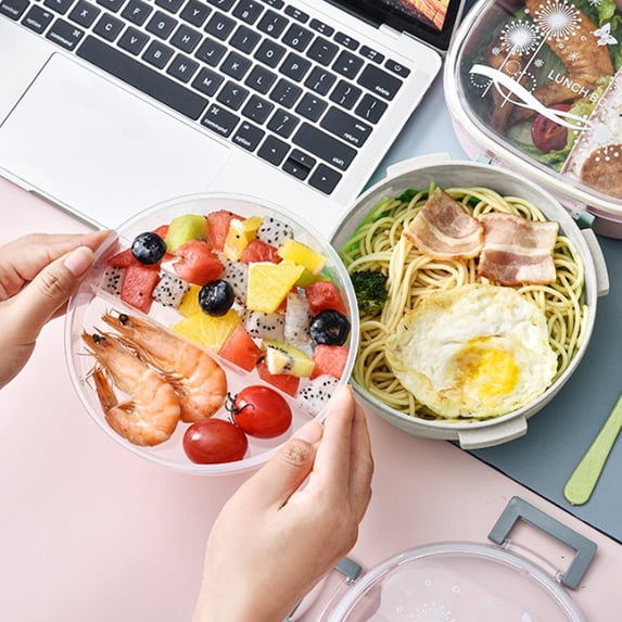 Microwave Safe Lunch Box with Phone Holder, Wheat Straw Plastic Reusable Bento Box for Adults, Office & Sch-ool, Eco-Friendly Food Container
